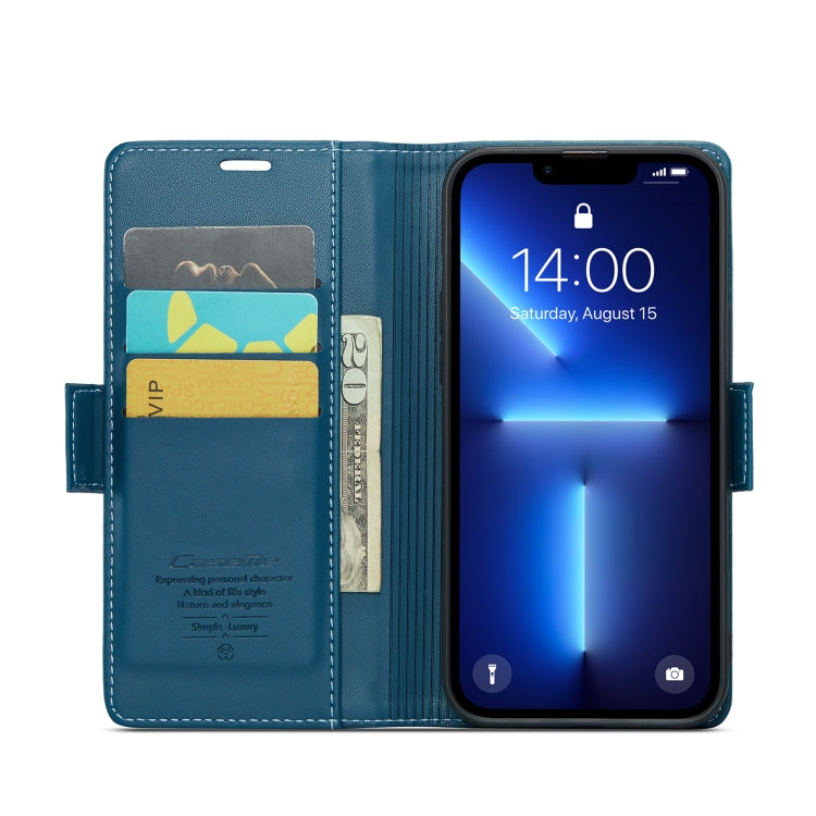 For iPhone 13 Pro CaseMe 023 Butterfly Buckle Litchi Texture RFID Anti-theft Leather Phone Case(Blue) - iPhone 13 Pro Cases by CaseMe | Online Shopping South Africa | PMC TechLife