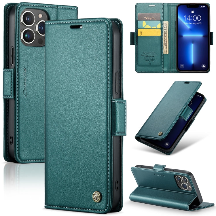For iPhone 13 Pro CaseMe 023 Butterfly Buckle Litchi Texture RFID Anti-theft Leather Phone Case(Pearly Blue) - iPhone 13 Pro Cases by CaseMe | Online Shopping South Africa | PMC TechLife | Buy Now Pay Later Mobicred