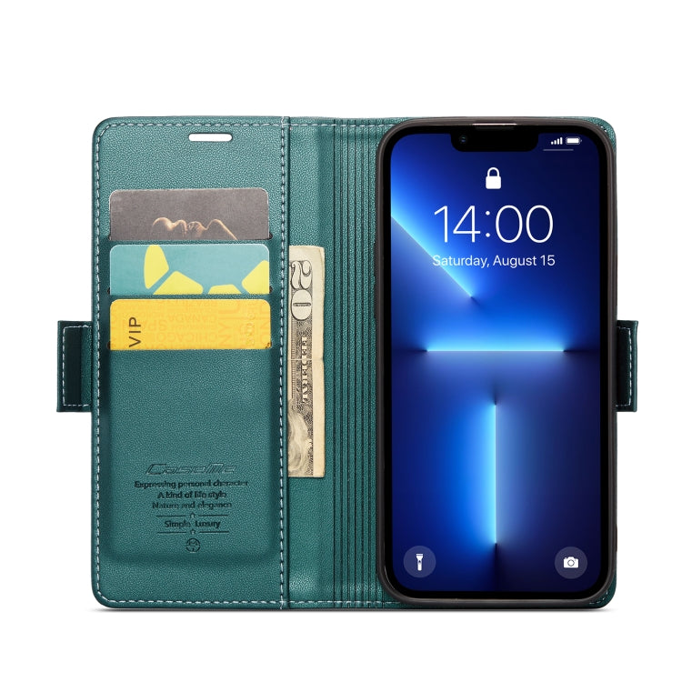 For iPhone 13 Pro CaseMe 023 Butterfly Buckle Litchi Texture RFID Anti-theft Leather Phone Case(Pearly Blue) - iPhone 13 Pro Cases by CaseMe | Online Shopping South Africa | PMC TechLife | Buy Now Pay Later Mobicred