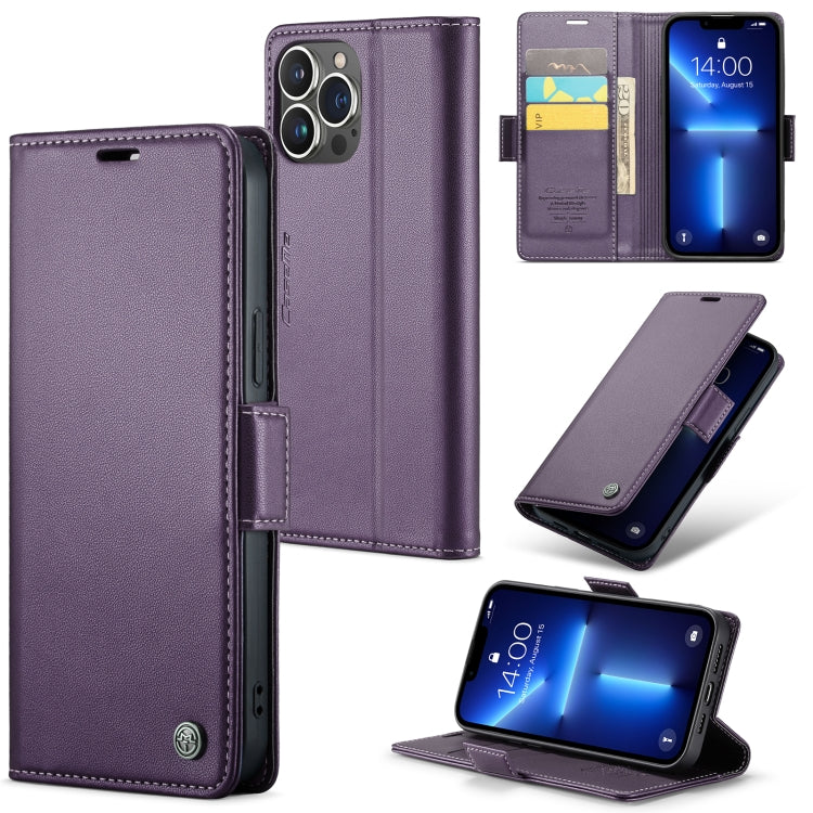For iPhone 13 Pro Max CaseMe 023 Butterfly Buckle Litchi Texture RFID Anti-theft Leather Phone Case(Pearly Purple) - iPhone 13 Pro Max Cases by CaseMe | Online Shopping South Africa | PMC TechLife | Buy Now Pay Later Mobicred