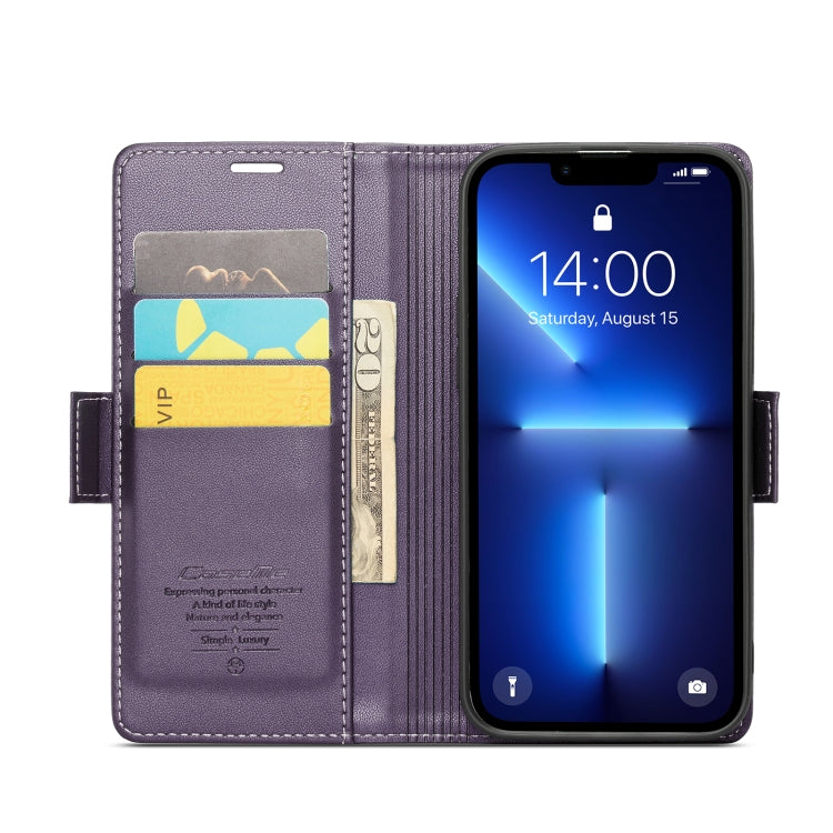 For iPhone 13 Pro Max CaseMe 023 Butterfly Buckle Litchi Texture RFID Anti-theft Leather Phone Case(Pearly Purple) - iPhone 13 Pro Max Cases by CaseMe | Online Shopping South Africa | PMC TechLife | Buy Now Pay Later Mobicred