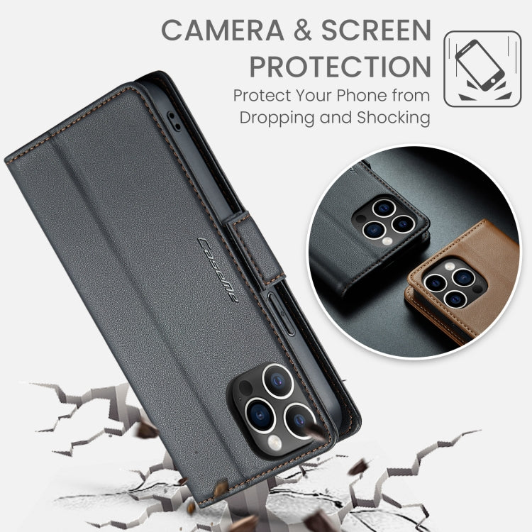 For iPhone 12 Pro Max CaseMe 023 Butterfly Buckle Litchi Texture RFID Anti-theft Leather Phone Case(Black) - iPhone 12 Pro Max Cases by CaseMe | Online Shopping South Africa | PMC TechLife | Buy Now Pay Later Mobicred
