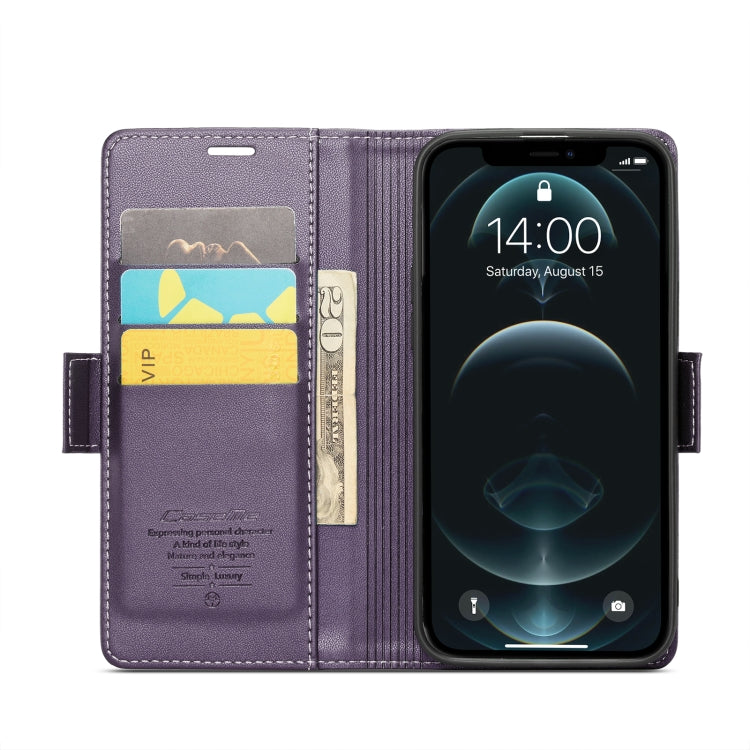 For iPhone 12 Pro Max CaseMe 023 Butterfly Buckle Litchi Texture RFID Anti-theft Leather Phone Case(Pearly Purple) - iPhone 12 Pro Max Cases by CaseMe | Online Shopping South Africa | PMC TechLife | Buy Now Pay Later Mobicred