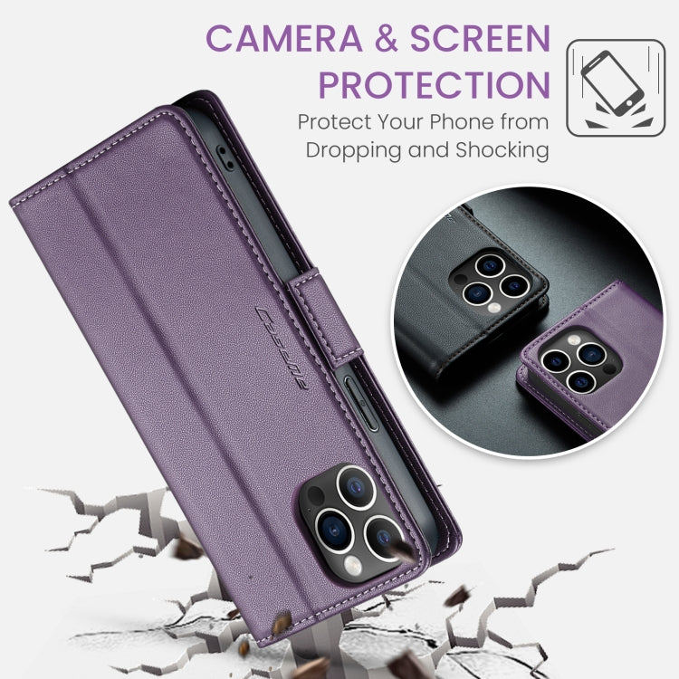 For iPhone 12 Pro Max CaseMe 023 Butterfly Buckle Litchi Texture RFID Anti-theft Leather Phone Case(Pearly Purple) - iPhone 12 Pro Max Cases by CaseMe | Online Shopping South Africa | PMC TechLife | Buy Now Pay Later Mobicred