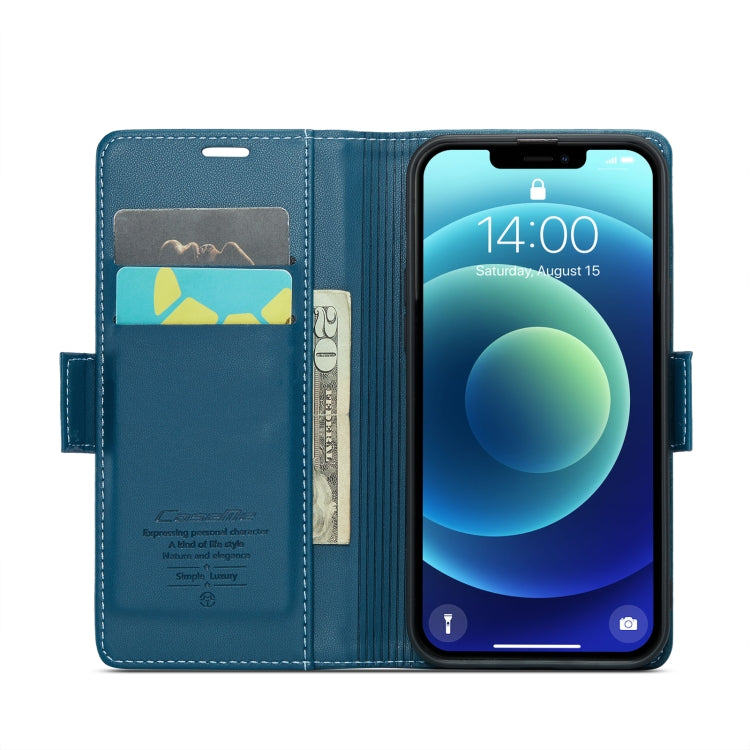 For iPhone 12 mini CaseMe 023 Butterfly Buckle Litchi Texture RFID Anti-theft Leather Phone Case(Blue) - iPhone 12 mini Cases by CaseMe | Online Shopping South Africa | PMC TechLife
