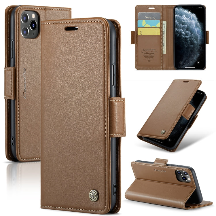 For iPhone 11 Pro CaseMe 023 Butterfly Buckle Litchi Texture RFID Anti-theft Leather Phone Case(Brown) - iPhone 11 Pro Cases by CaseMe | Online Shopping South Africa | PMC TechLife | Buy Now Pay Later Mobicred