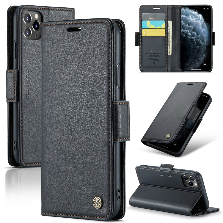 For iPhone 11 Pro Max CaseMe 023 Butterfly Buckle Litchi Texture RFID Anti-theft Leather Phone Case(Black) - iPhone 11 Pro Max Cases by CaseMe | Online Shopping South Africa | PMC TechLife | Buy Now Pay Later Mobicred