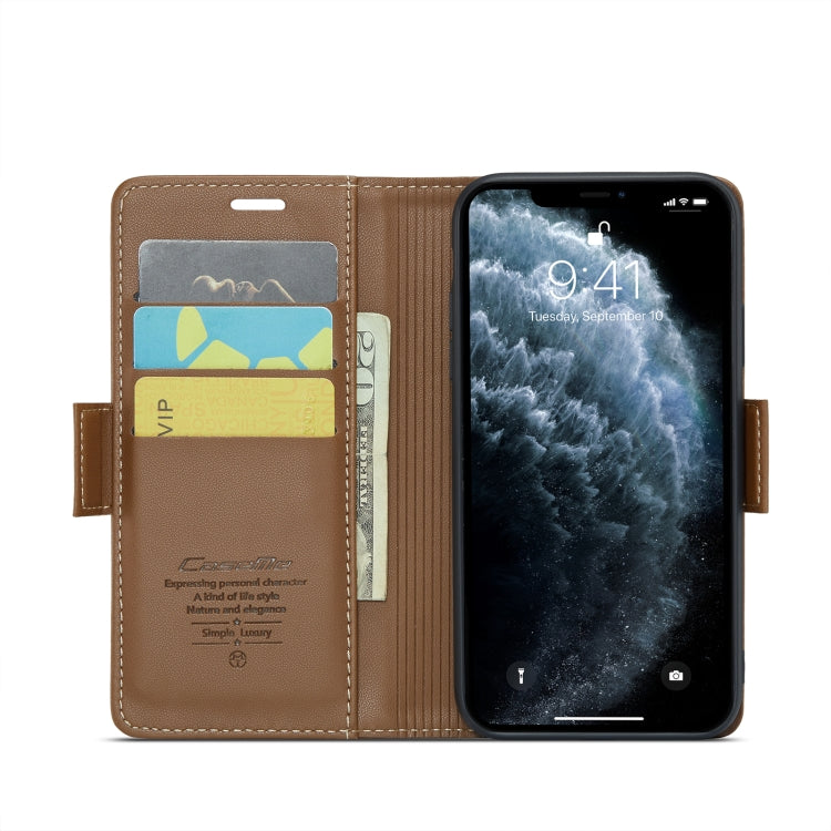 For iPhone 11 Pro Max CaseMe 023 Butterfly Buckle Litchi Texture RFID Anti-theft Leather Phone Case(Brown) - iPhone 11 Pro Max Cases by CaseMe | Online Shopping South Africa | PMC TechLife
