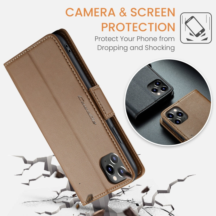 For iPhone 11 Pro Max CaseMe 023 Butterfly Buckle Litchi Texture RFID Anti-theft Leather Phone Case(Brown) - iPhone 11 Pro Max Cases by CaseMe | Online Shopping South Africa | PMC TechLife