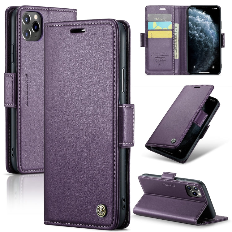 For iPhone 11 Pro Max CaseMe 023 Butterfly Buckle Litchi Texture RFID Anti-theft Leather Phone Case(Pearly Purple) - iPhone 11 Pro Max Cases by CaseMe | Online Shopping South Africa | PMC TechLife