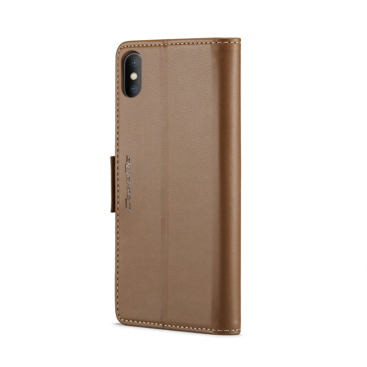 For iPhone XS Max CaseMe 023 Butterfly Buckle Litchi Texture RFID Anti-theft Leather Phone Case(Brown) - More iPhone Cases by CaseMe | Online Shopping South Africa | PMC TechLife