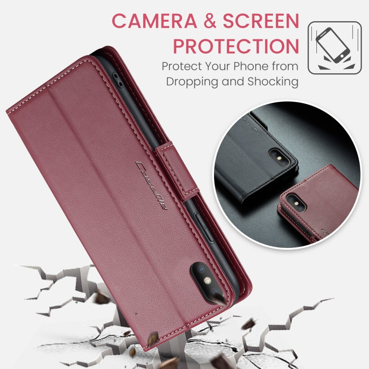 For iPhone XS Max CaseMe 023 Butterfly Buckle Litchi Texture RFID Anti-theft Leather Phone Case(Wine Red) - More iPhone Cases by CaseMe | Online Shopping South Africa | PMC TechLife | Buy Now Pay Later Mobicred