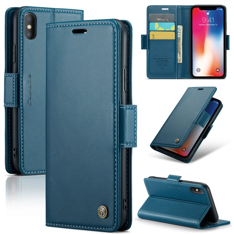 For iPhone XS Max CaseMe 023 Butterfly Buckle Litchi Texture RFID Anti-theft Leather Phone Case(Blue) - More iPhone Cases by CaseMe | Online Shopping South Africa | PMC TechLife | Buy Now Pay Later Mobicred