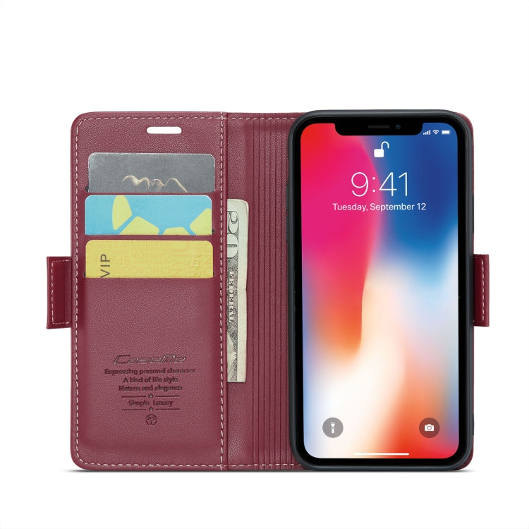 For iPhone XS CaseMe 023 Butterfly Buckle Litchi Texture RFID Anti-theft Leather Phone Case(Wine Red) - More iPhone Cases by CaseMe | Online Shopping South Africa | PMC TechLife