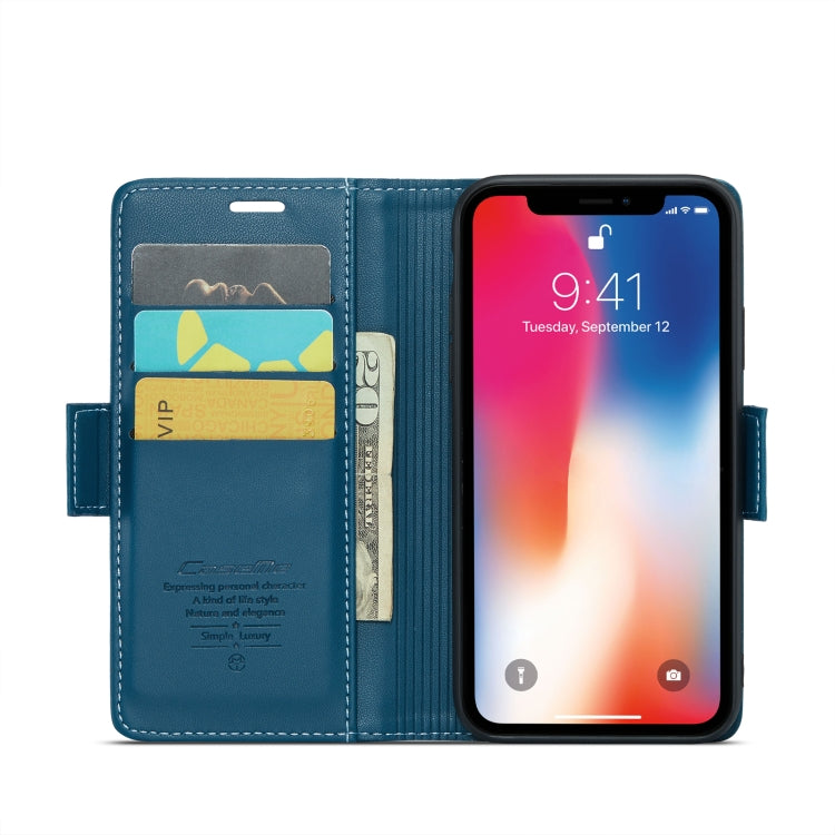 For iPhone XS CaseMe 023 Butterfly Buckle Litchi Texture RFID Anti-theft Leather Phone Case(Blue) - More iPhone Cases by CaseMe | Online Shopping South Africa | PMC TechLife