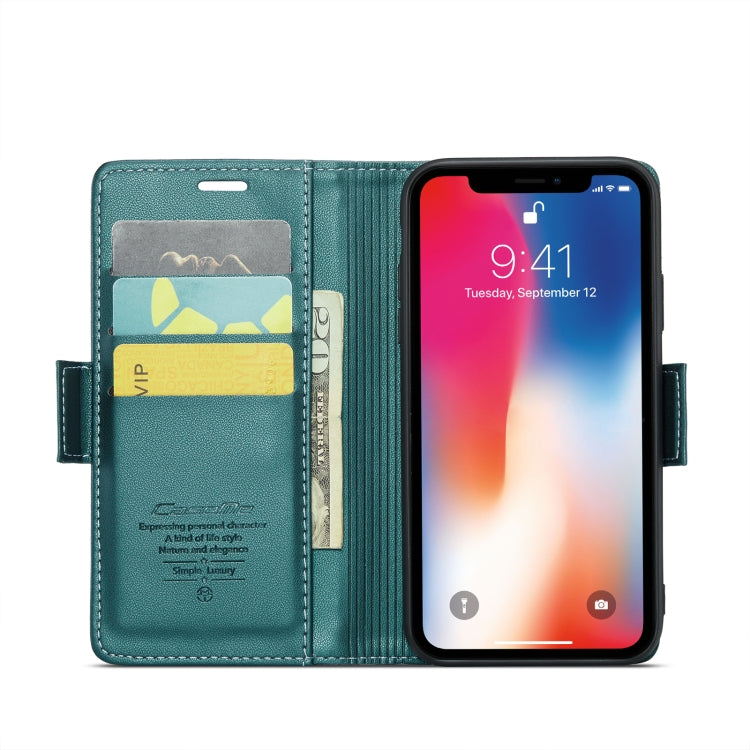 For iPhone XS CaseMe 023 Butterfly Buckle Litchi Texture RFID Anti-theft Leather Phone Case(Pearly Blue) - More iPhone Cases by CaseMe | Online Shopping South Africa | PMC TechLife | Buy Now Pay Later Mobicred