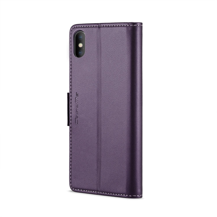 For iPhone XS CaseMe 023 Butterfly Buckle Litchi Texture RFID Anti-theft Leather Phone Case(Pearly Purple) - More iPhone Cases by CaseMe | Online Shopping South Africa | PMC TechLife | Buy Now Pay Later Mobicred