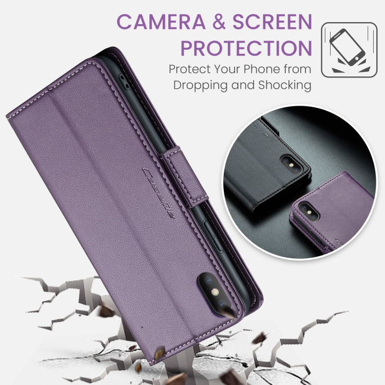 For iPhone XS CaseMe 023 Butterfly Buckle Litchi Texture RFID Anti-theft Leather Phone Case(Pearly Purple) - More iPhone Cases by CaseMe | Online Shopping South Africa | PMC TechLife | Buy Now Pay Later Mobicred