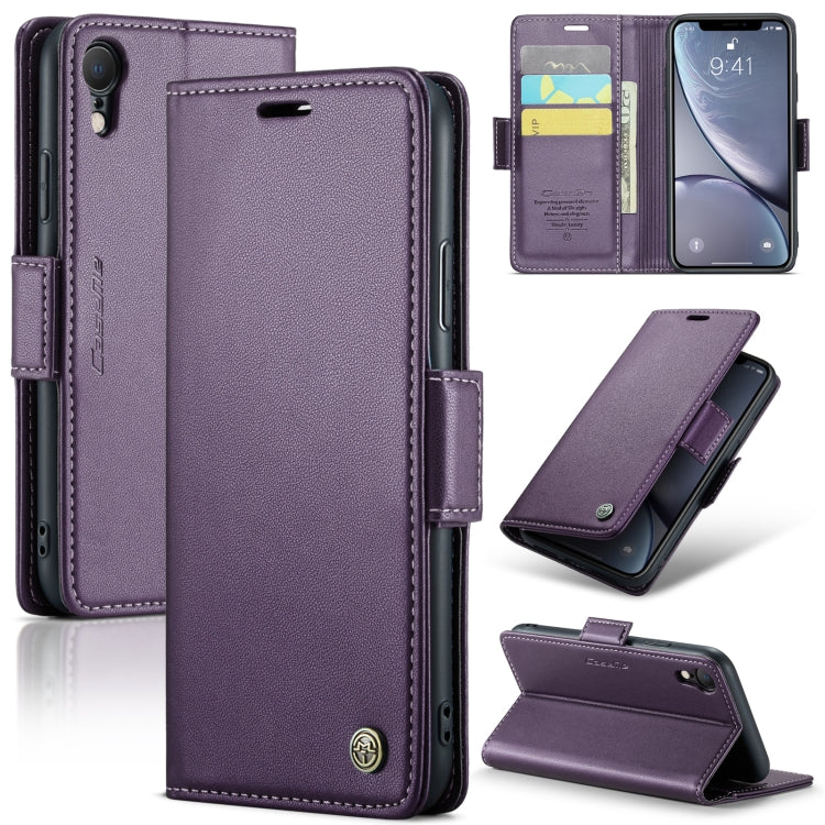 For iPhone XR CaseMe 023 Butterfly Buckle Litchi Texture RFID Anti-theft Leather Phone Case(Pearly Purple) - More iPhone Cases by CaseMe | Online Shopping South Africa | PMC TechLife