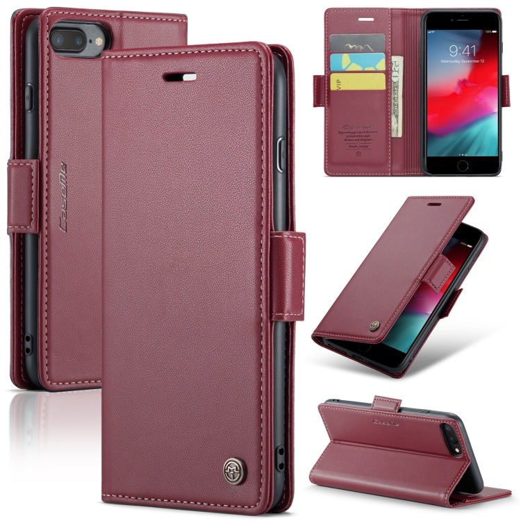 For iPhone 6 Plus/7 Plus/8 Plus CaseMe 023 Butterfly Buckle Litchi Texture RFID Anti-theft Leather Phone Case(Wine Red) - More iPhone Cases by CaseMe | Online Shopping South Africa | PMC TechLife