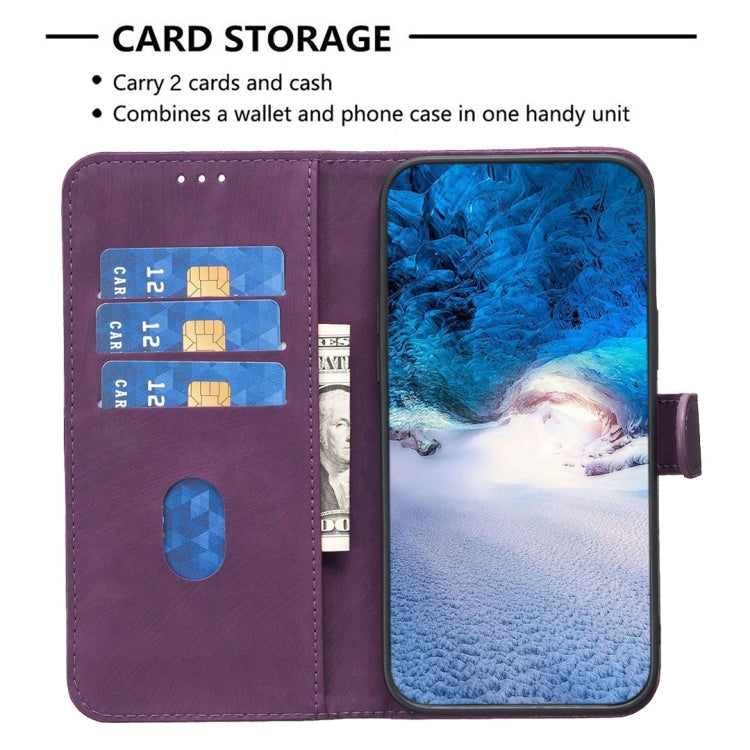 For iPhone 14 Pro Plaid Embossed Leather Phone Case(Purple) - free shipping - PMC TechLife - Order now!