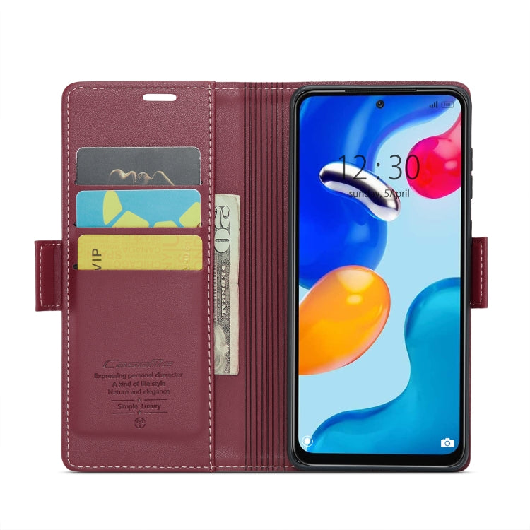 For Xiaomi Redmi Note 11 4G Global/Note 11S Global CaseMe 023 Butterfly Buckle Litchi Texture RFID Anti-theft Leather Phone Case(Wine Red) - free shipping - PMC TechLife - Order now!