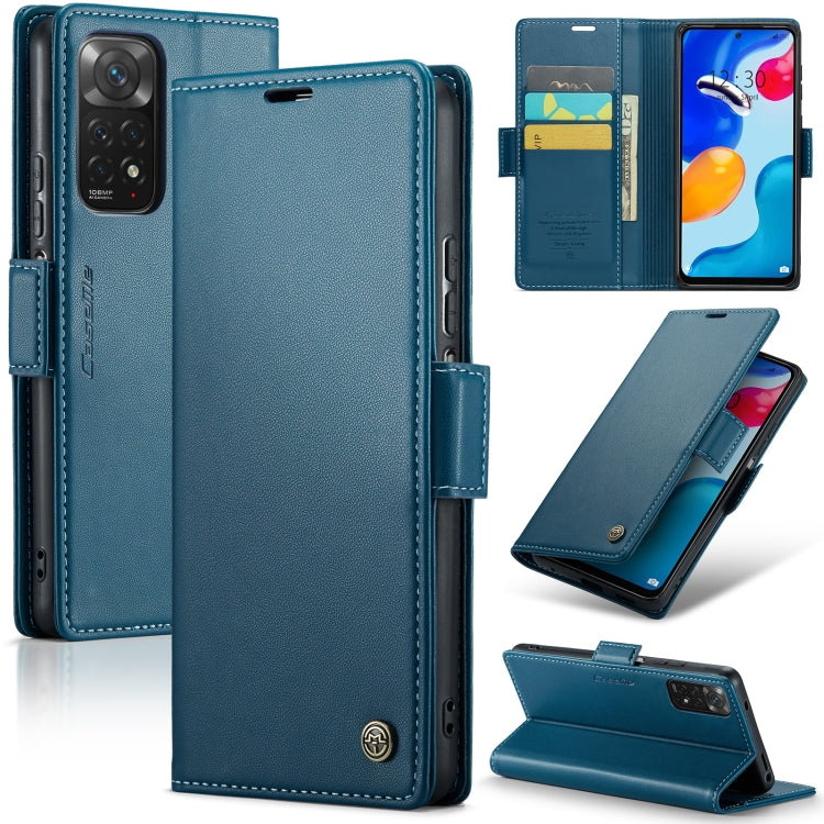 For Xiaomi Redmi Note 11 4G Global/Note 11S Global CaseMe 023 Butterfly Buckle Litchi Texture RFID Anti-theft Leather Phone Case(Blue) - free shipping - PMC TechLife - Order now!