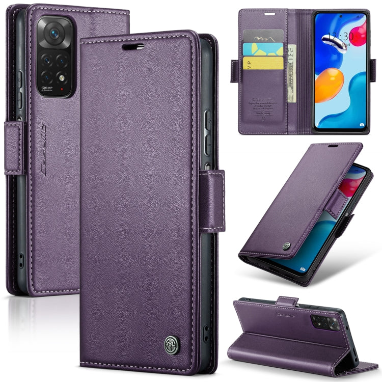 For Xiaomi Redmi Note 11 4G Global/Note 11S Global CaseMe 023 Butterfly Buckle Litchi Texture RFID Anti-theft Leather Phone Case(Pearly Purple) - free shipping - PMC TechLife - Order now!
