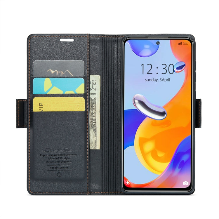 CaseMe 023 Butterfly Buckle Litchi Texture RFID Anti-theft Leather Phone Case For Xiaomi Redmi Note 11 Pro 5G Global/Redmi Note 11 Pro Global(Black) - free shipping - PMC TechLife - Order now!