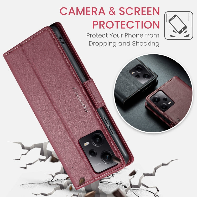 CaseMe 023 Butterfly Buckle Litchi Texture RFID Anti-theft Leather Phone Case For Xiaomi Poco X5 Pro 5G/Redmi Note 12 Pro 5G Global(Wine Red) - free shipping - PMC TechLife - Order now!