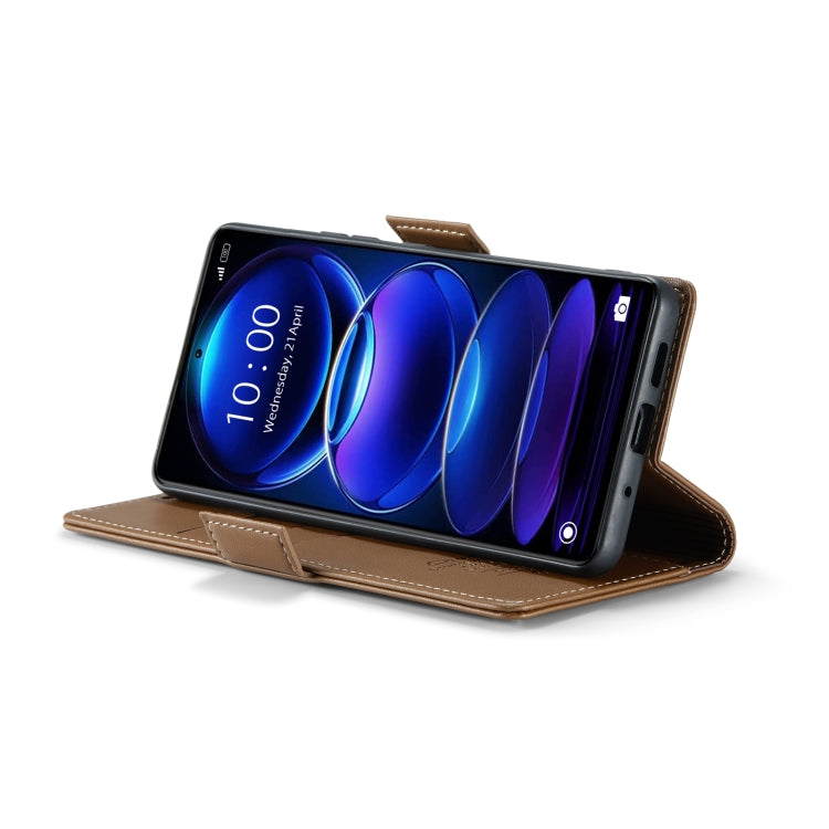 For Xiaomi Redmi Note 12 Pro+ 5G Global CaseMe 023 Butterfly Buckle Litchi Texture RFID Anti-theft Leather Phone Case(Brown) - free shipping - PMC TechLife - Order now!