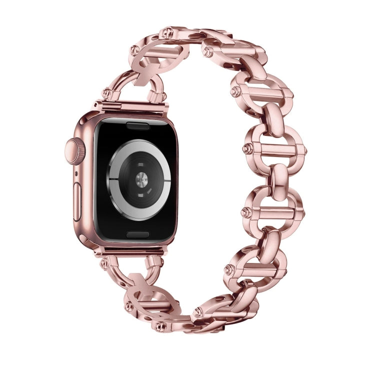 Ladder Buckle Metal Watch Band For Apple Watch 8 41mm(Pink) - Watch Bands by PMC TechLife | Online Shopping South Africa | PMC TechLife