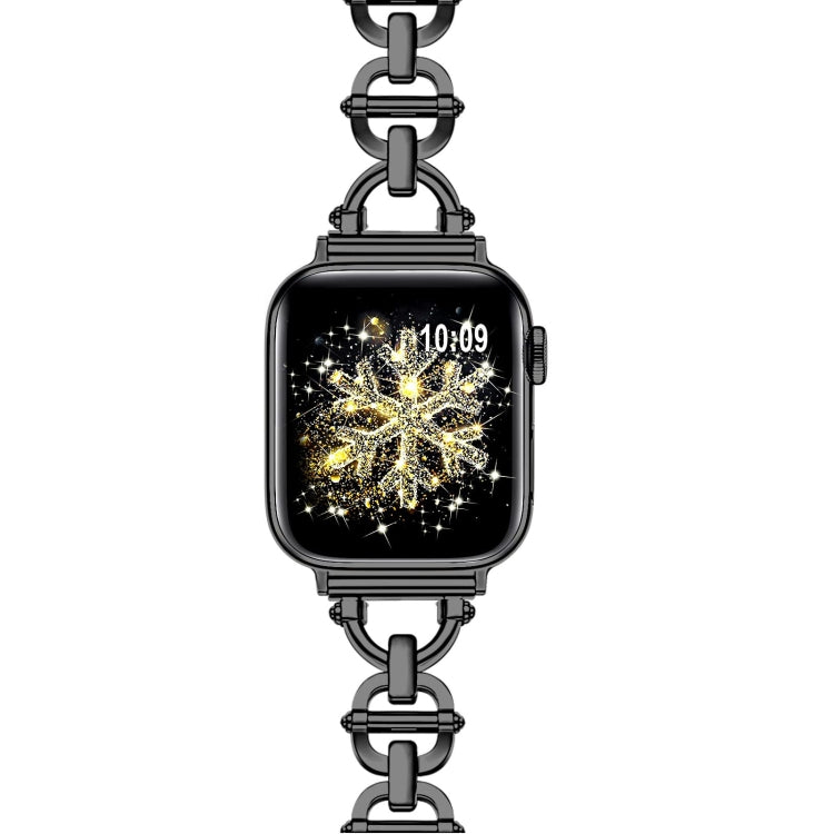 Ladder Buckle Metal Watch Band For Apple Watch 8 41mm(Black) - Watch Bands by PMC TechLife | Online Shopping South Africa | PMC TechLife