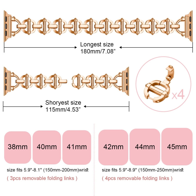 Ladder Buckle Metal Watch Band For Apple Watch 8 41mm(Rose Gold) - Watch Bands by PMC TechLife | Online Shopping South Africa | PMC TechLife