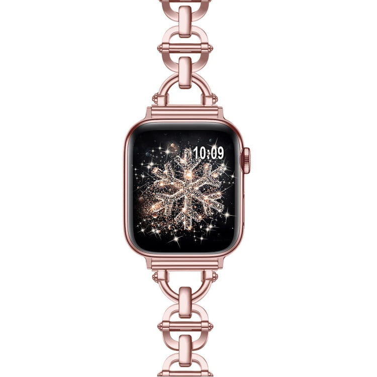 Ladder Buckle Metal Watch Band For Apple Watch 7 45mm(Pink) - Watch Bands by PMC TechLife | Online Shopping South Africa | PMC TechLife