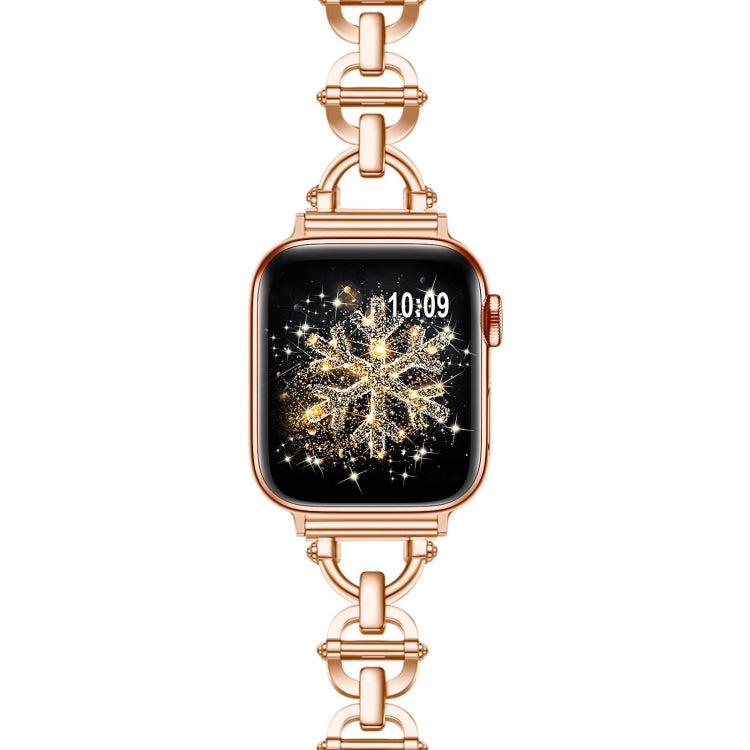 Ladder Buckle Metal Watch Band For Apple Watch 7 45mm(Rose Gold) - Watch Bands by PMC TechLife | Online Shopping South Africa | PMC TechLife