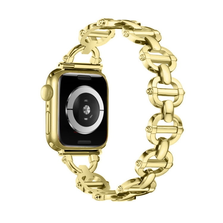 Ladder Buckle Metal Watch Band For Apple Watch SE 2022 44mm(Gold) - Watch Bands by PMC TechLife | Online Shopping South Africa | PMC TechLife