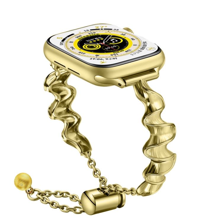 Ribbon Wave Metal Watch Band For Apple Watch 8 41mm(Gold) - Watch Bands by PMC TechLife | Online Shopping South Africa | PMC TechLife