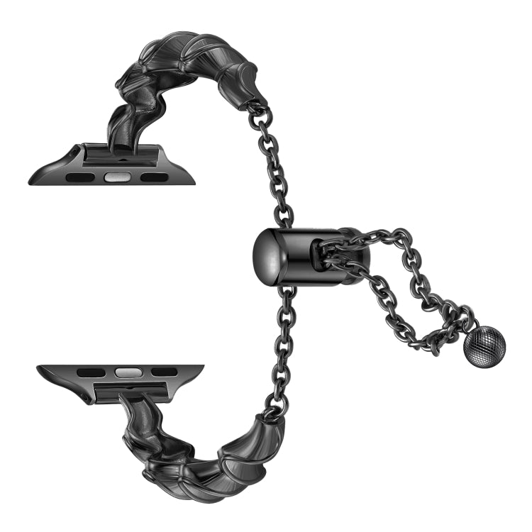 Ribbon Wave Metal Watch Band For Apple Watch 7 41mm(Black) - Watch Bands by PMC TechLife | Online Shopping South Africa | PMC TechLife