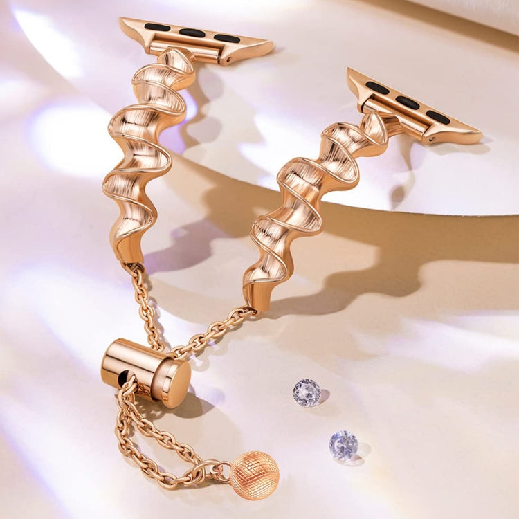 Ribbon Wave Metal Watch Band For Apple Watch 6 40mm(Rose Gold) - Watch Bands by PMC TechLife | Online Shopping South Africa | PMC TechLife