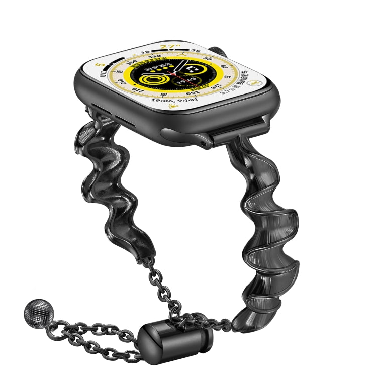 Ribbon Wave Metal Watch Band For Apple Watch 6 44mm(Black) - Watch Bands by PMC TechLife | Online Shopping South Africa | PMC TechLife