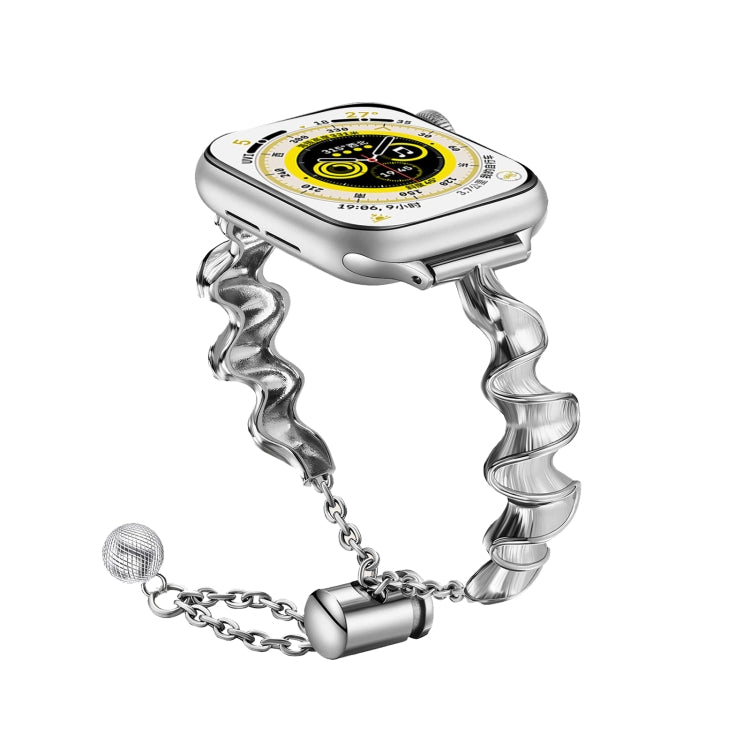 Ribbon Wave Metal Watch Band For Apple Watch 5 40mm(Silver) - Watch Bands by PMC TechLife | Online Shopping South Africa | PMC TechLife