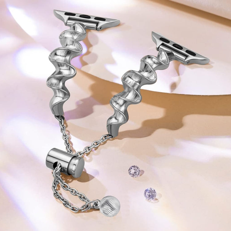 Ribbon Wave Metal Watch Band For Apple Watch 5 40mm(Silver) - Watch Bands by PMC TechLife | Online Shopping South Africa | PMC TechLife