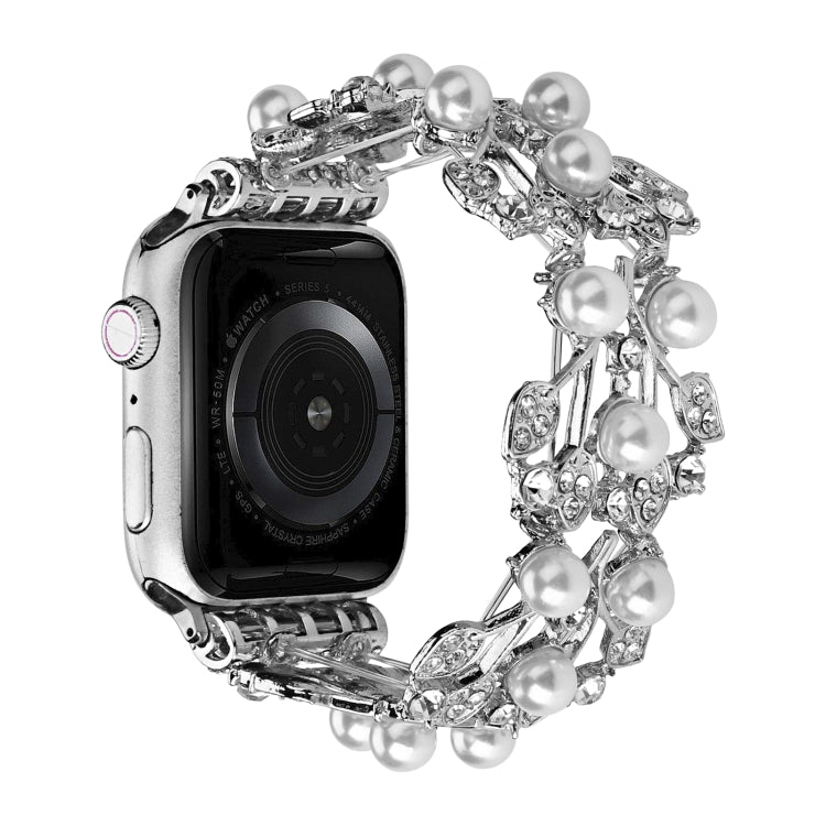 Four-leaf Bead Metal Watch Band For Apple Watch 8 45mm(Silver) - Watch Bands by PMC TechLife | Online Shopping South Africa | PMC TechLife