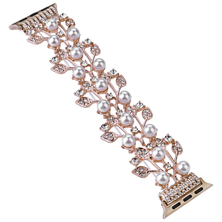 Four-leaf Bead Metal Watch Band For Apple Watch 4 44mm(Rose Gold) - Watch Bands by PMC TechLife | Online Shopping South Africa | PMC TechLife