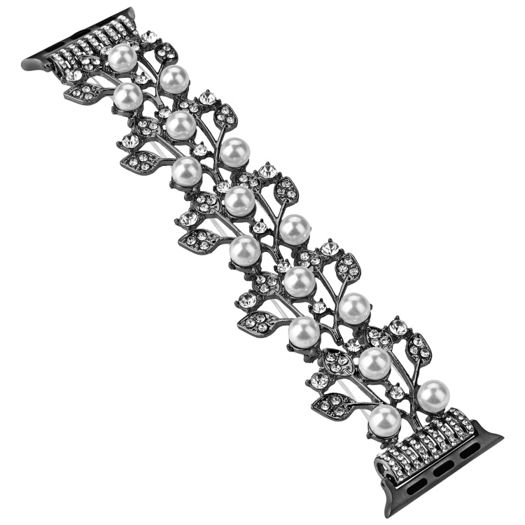 Four-leaf Bead Metal Watch Band For Apple Watch 3 42mm(Black) - Watch Bands by PMC TechLife | Online Shopping South Africa | PMC TechLife