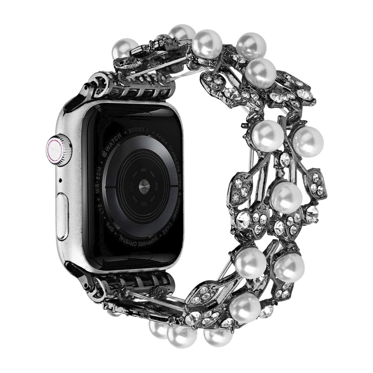 Four-leaf Bead Metal Watch Band For Apple Watch 42mm(Black) - Watch Bands by PMC TechLife | Online Shopping South Africa | PMC TechLife