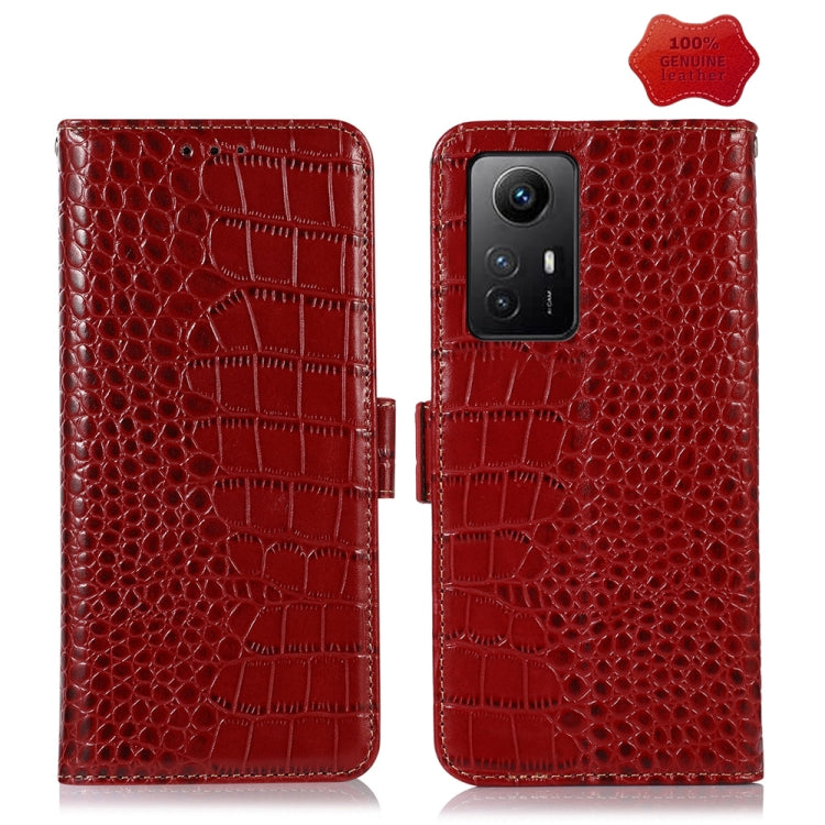For Xiaomi Redmi Note 12S 4G Crocodile Top Layer Cowhide Leather Phone Case(Brown) - Xiaomi Cases by PMC TechLife | Online Shopping South Africa | PMC TechLife