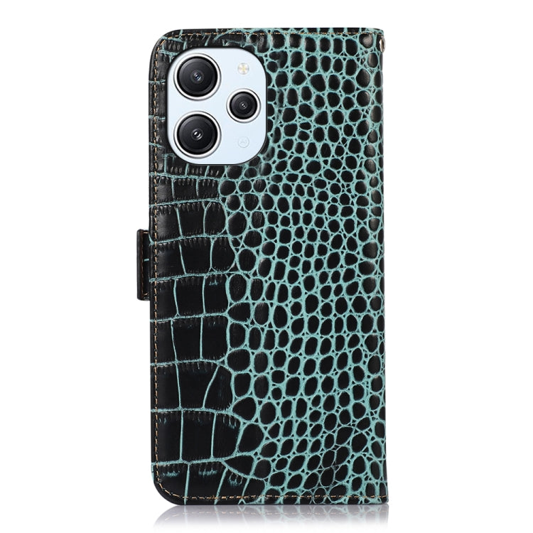 For Xiaomi Redmi 12 Crocodile Top Layer Cowhide Leather Phone Case(Green) - Xiaomi Cases by PMC TechLife | Online Shopping South Africa | PMC TechLife