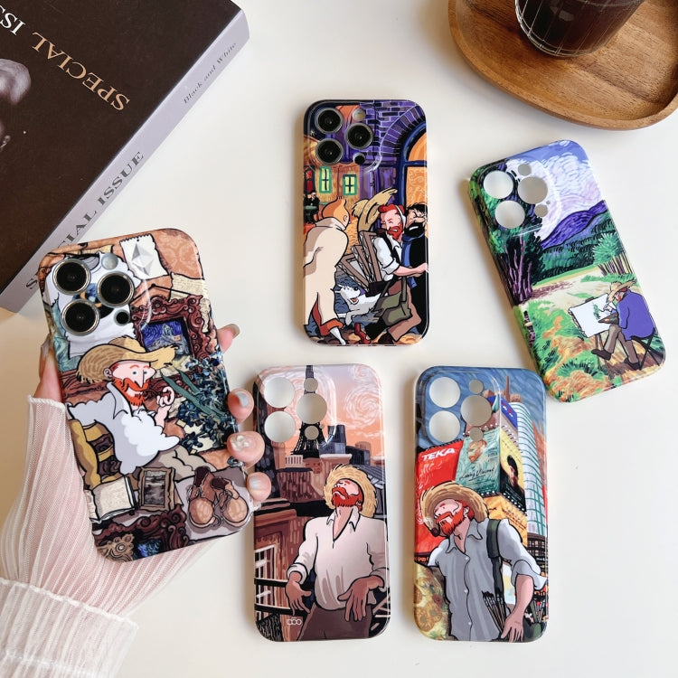 For iPhone 13 Pro Precise Hole Oil Painting Pattern PC Phone Case(Puppy) - iPhone 13 Pro Cases by PMC TechLife | Online Shopping South Africa | PMC TechLife